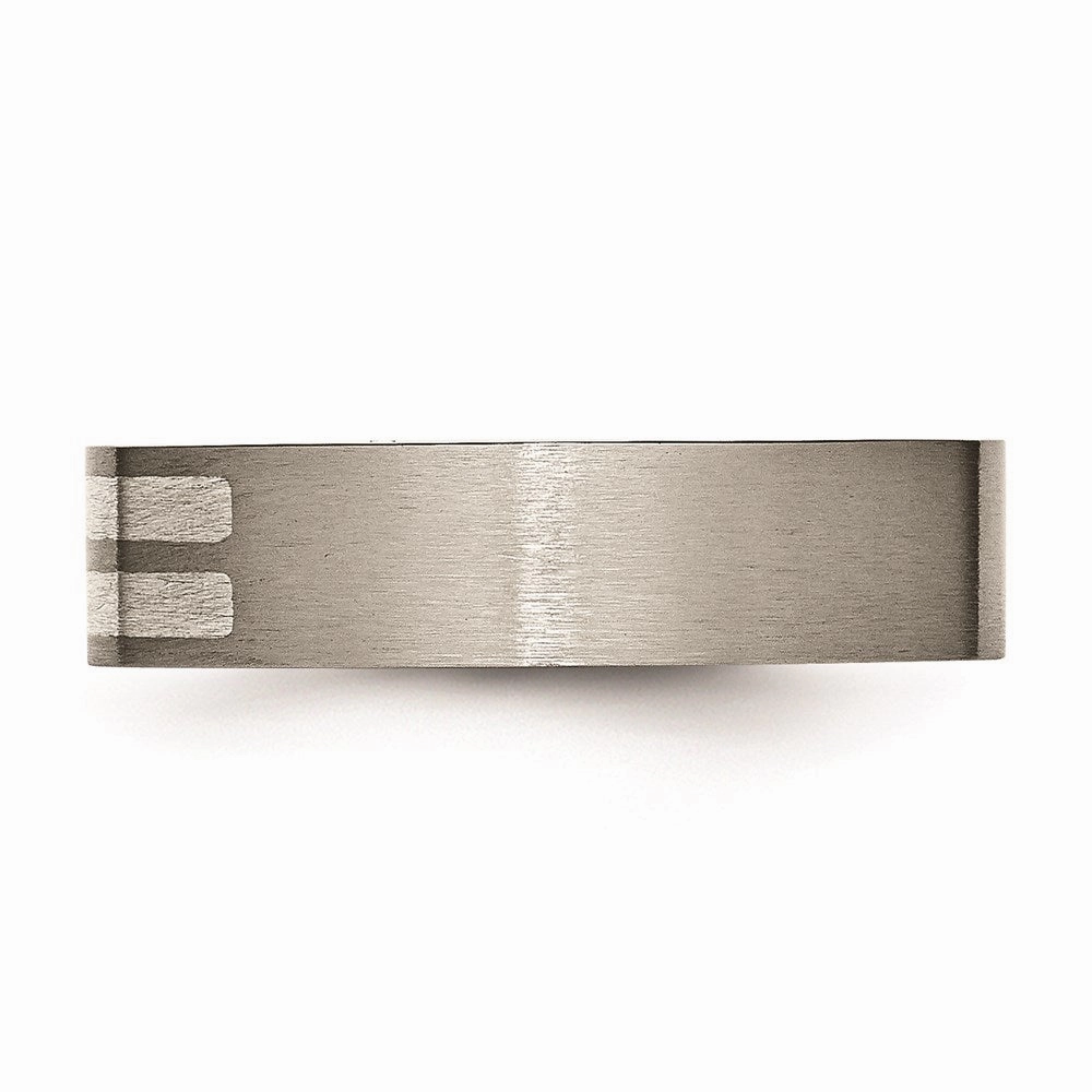 Titanium Flat 6mm Sterling Silver Inlay Brushed Band | TB369