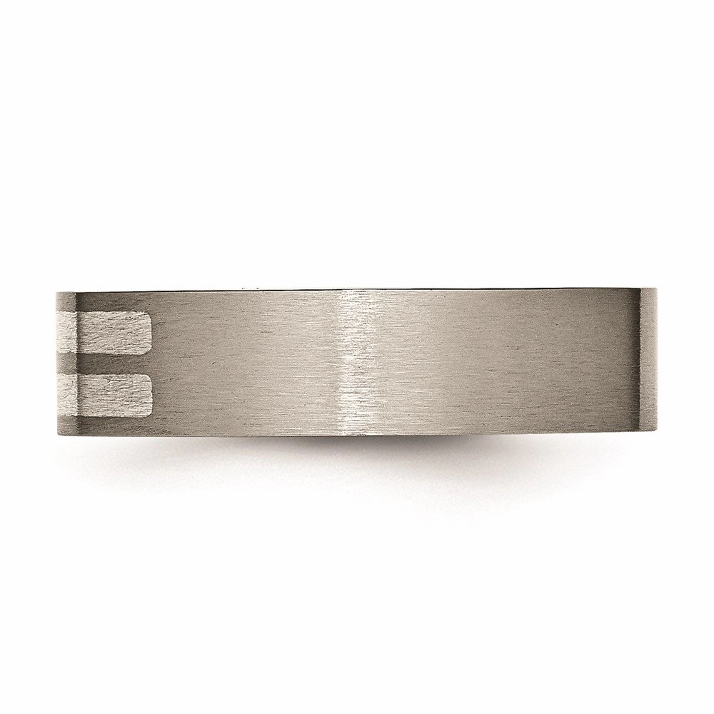 Titanium Flat 6mm Sterling Silver Inlay Brushed Band | TB369