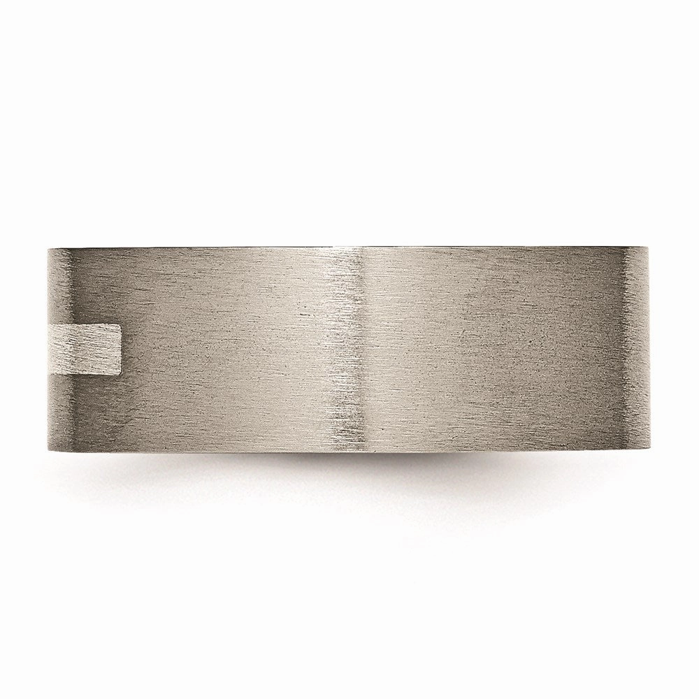 Titanium Flat 8mm Sterling Silver Inlay Brushed Band | TB368