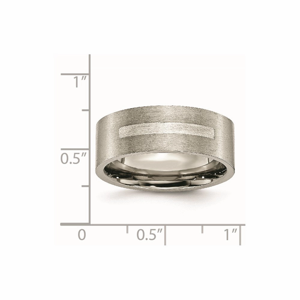 Titanium Flat 8mm Sterling Silver Inlay Brushed Band | TB368