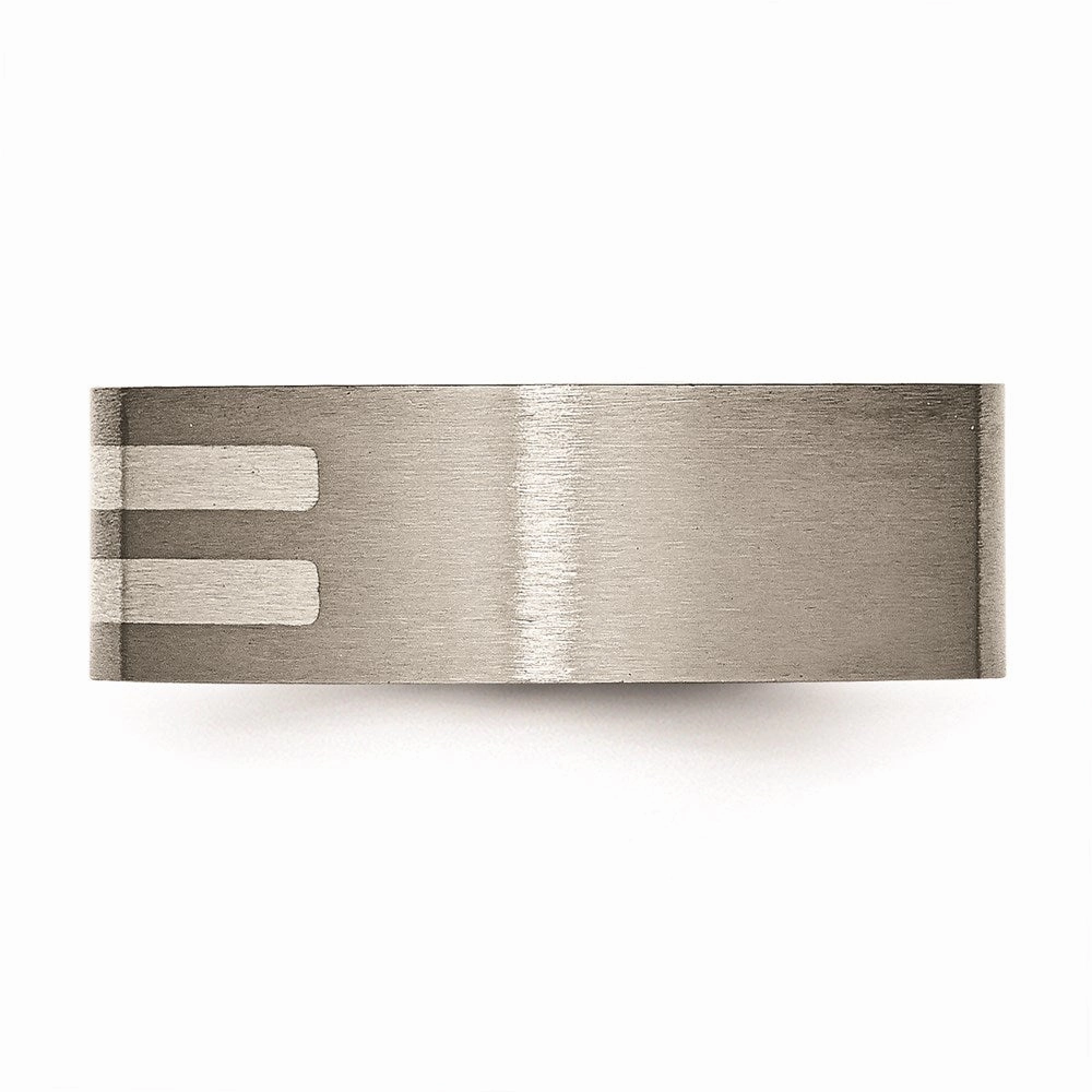 Titanium Flat 8mm Sterling Silver Inlay Brushed Band | TB370