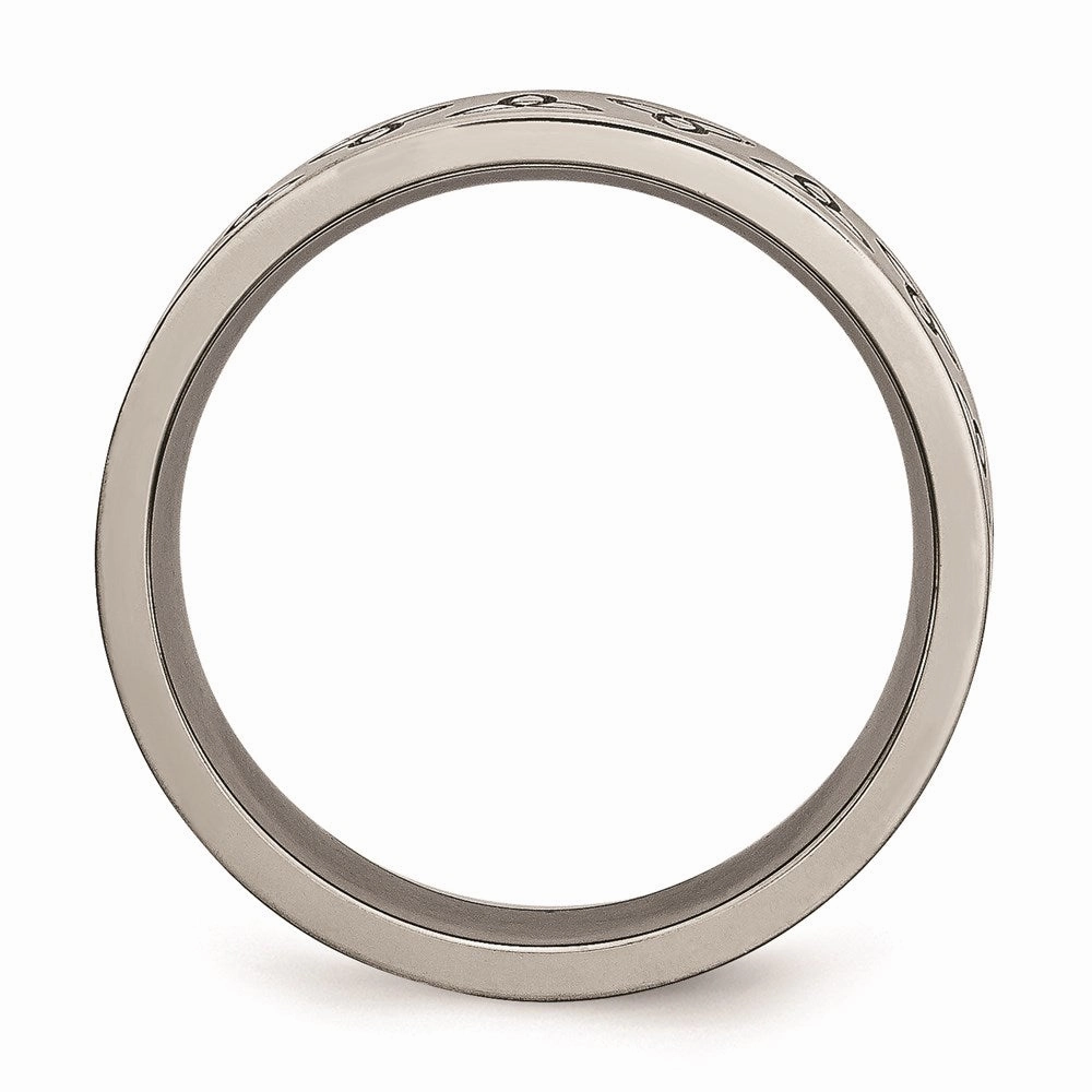 Titanium Flat Engraved Trinity Symbol Brushed 6mm Band | TB267