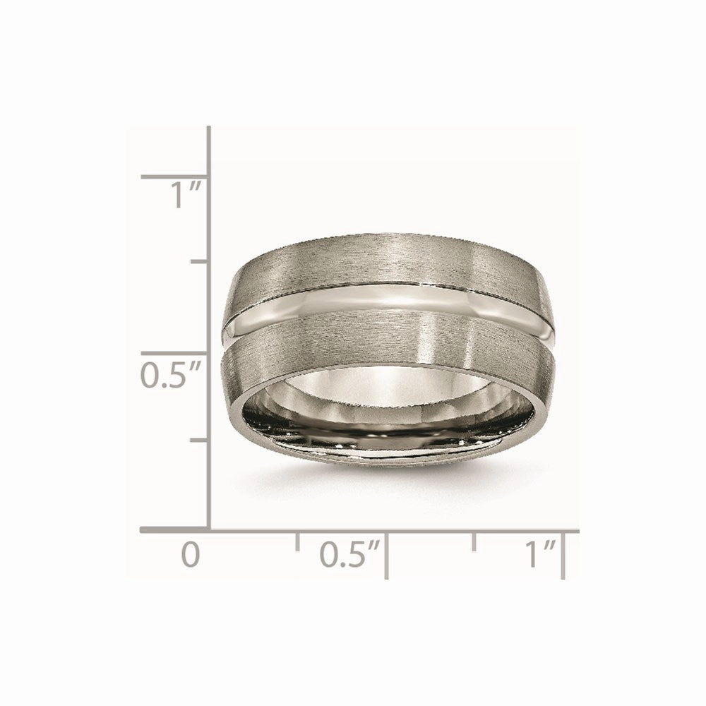 Titanium Grooved 10mm Brushed and Polished Band | TB52