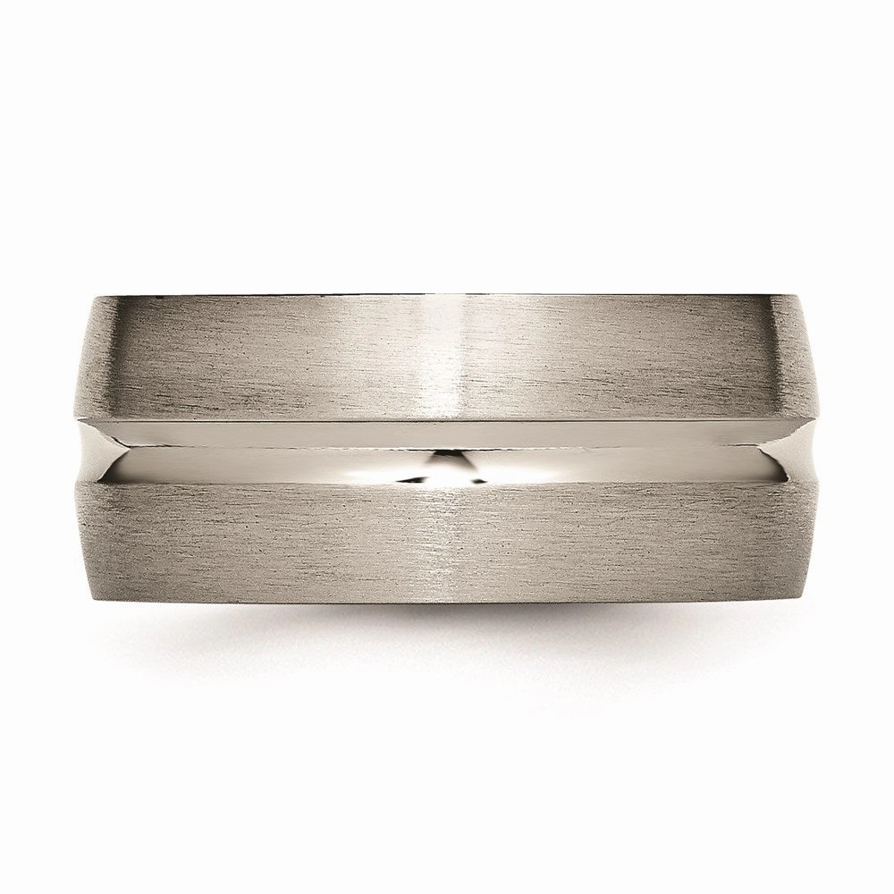 Titanium Grooved 10mm Brushed and Polished Band | TB52