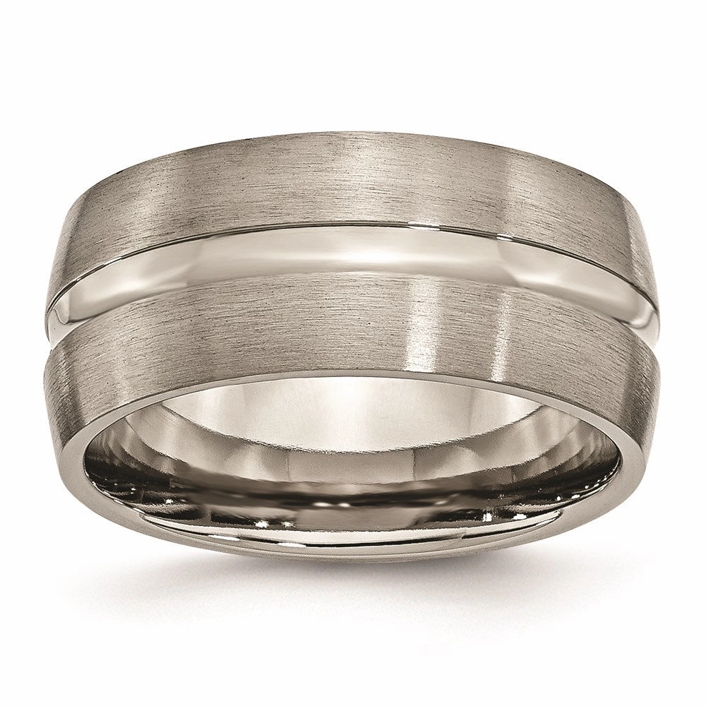 Titanium Grooved 10mm Brushed and Polished Band | TB52