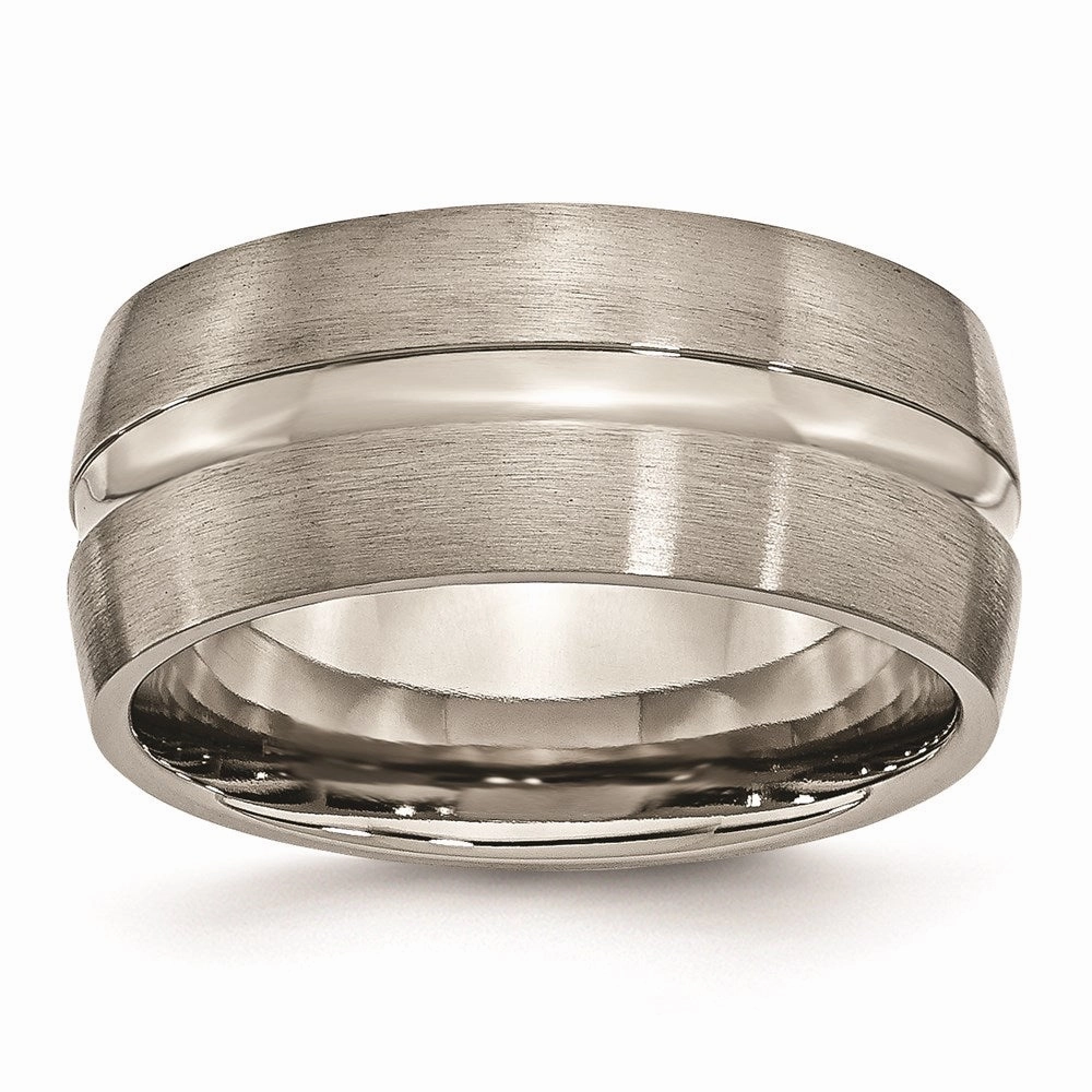 Titanium Grooved 10mm Brushed and Polished Band | TB52