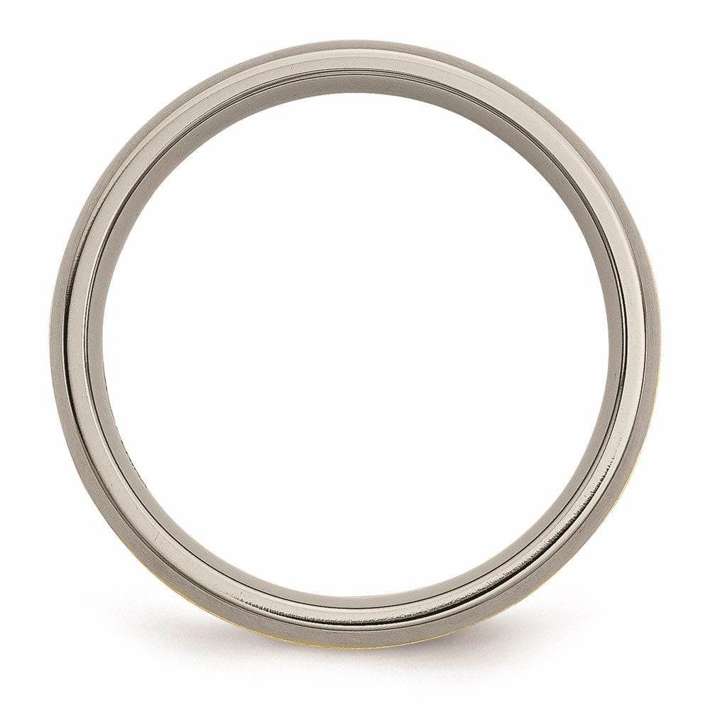 Titanium Grooved 14k Yellow Inlay 6mm Brushed Band | TB140
