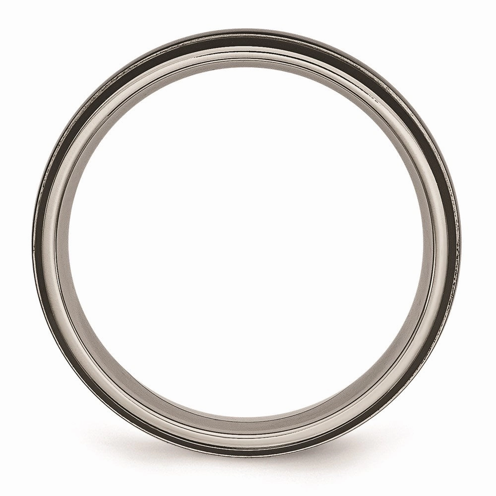 Titanium Grooved 6mm Black IP-plated Polished Band | TB317