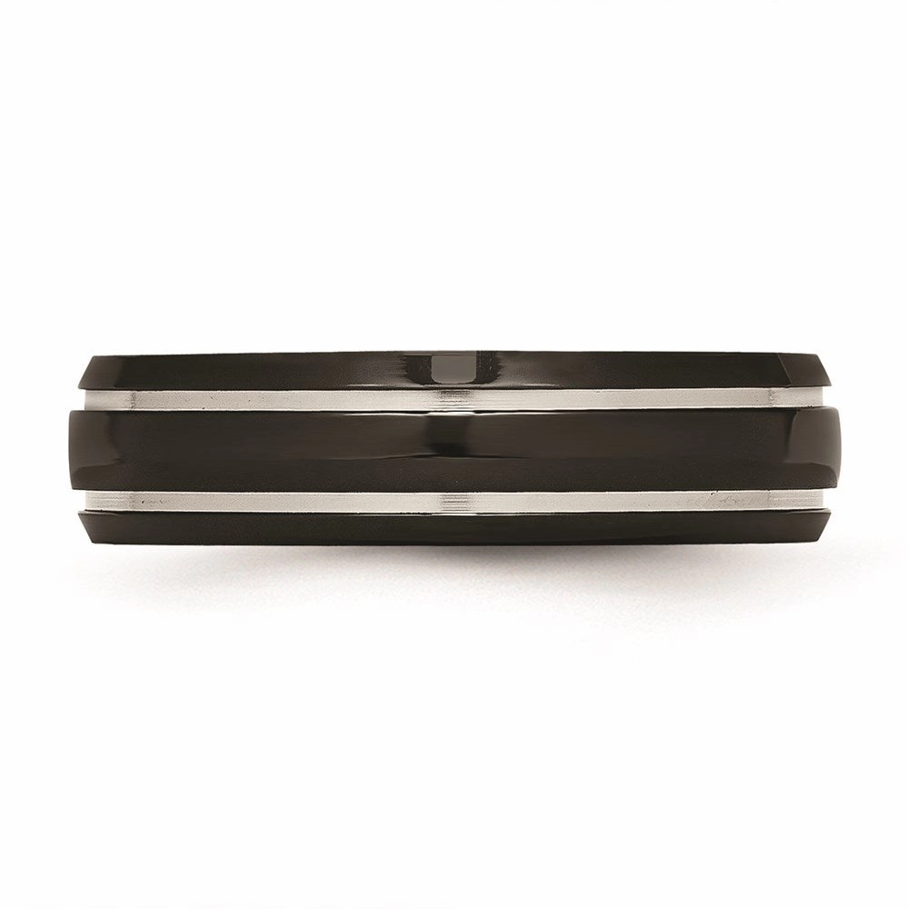 Titanium Grooved 6mm Black IP-plated Polished Band | TB317