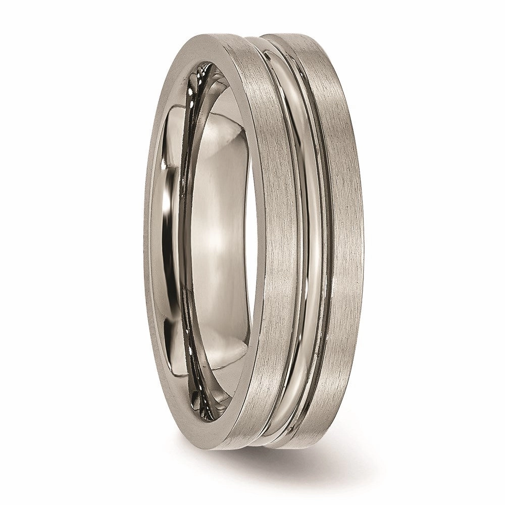 Titanium Grooved 6mm Brushed and Polished Band | TB118