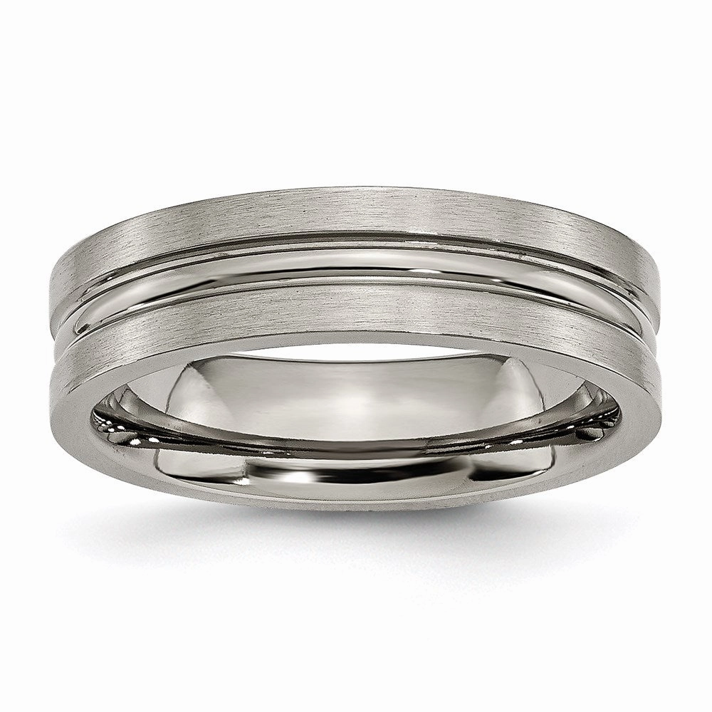 Titanium Grooved 6mm Brushed and Polished Band | TB118