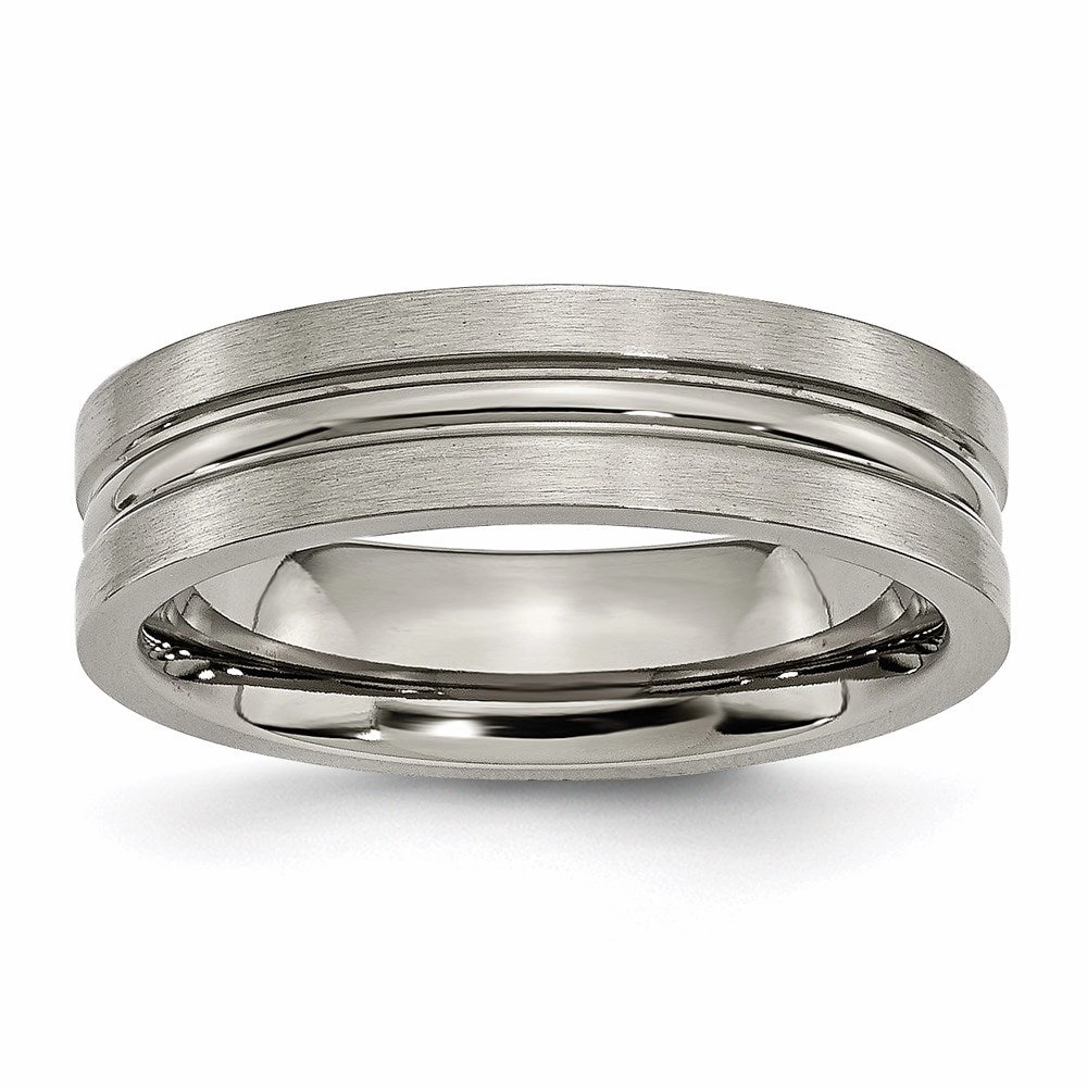 Titanium Grooved 6mm Brushed and Polished Band | TB118