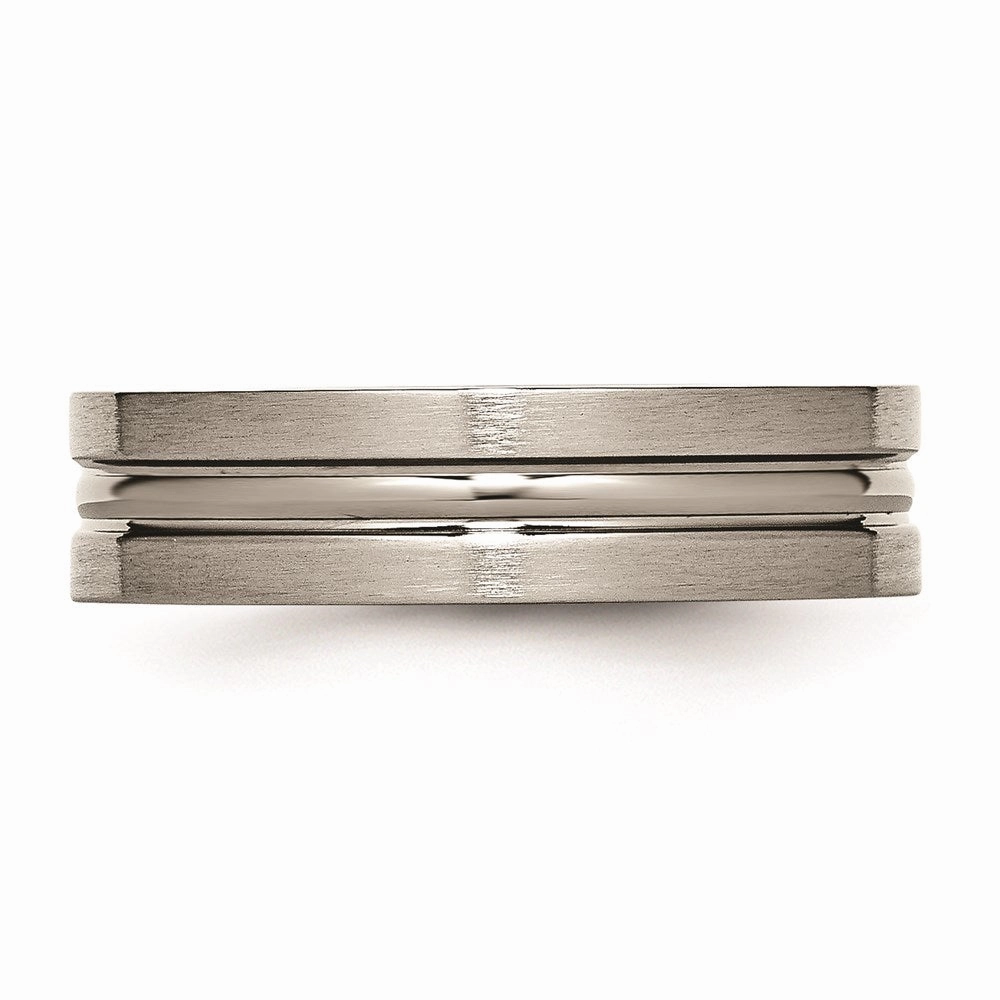 Titanium Grooved 6mm Brushed and Polished Band | TB118