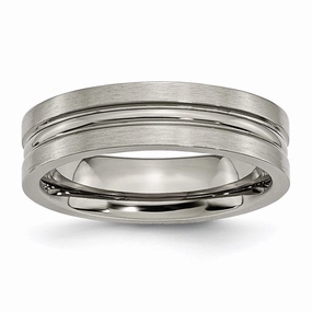 Titanium Grooved 6mm Brushed and Polished Band | TB118