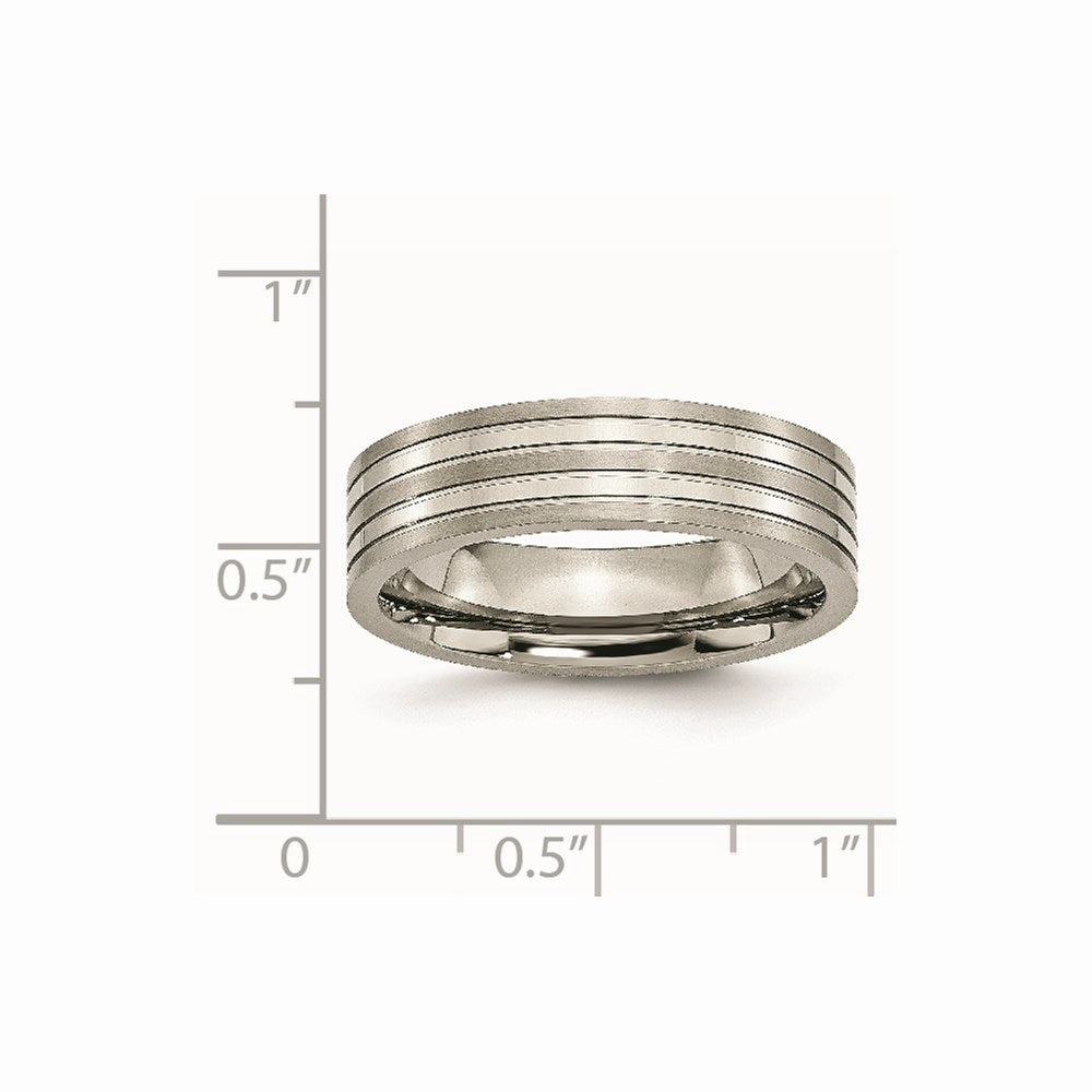 Titanium Grooved 6mm Brushed and Polished Band | TB186