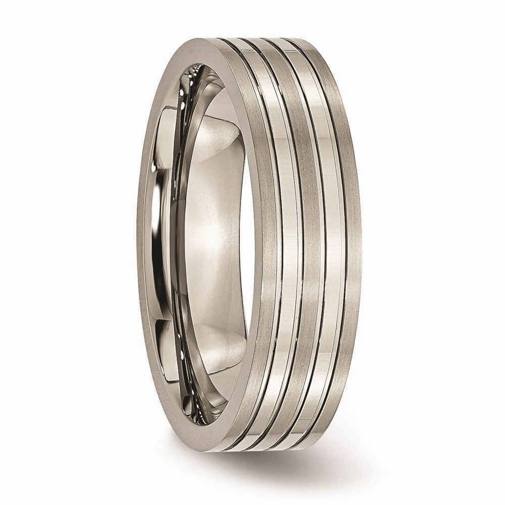 Titanium Grooved 6mm Brushed and Polished Band | TB186