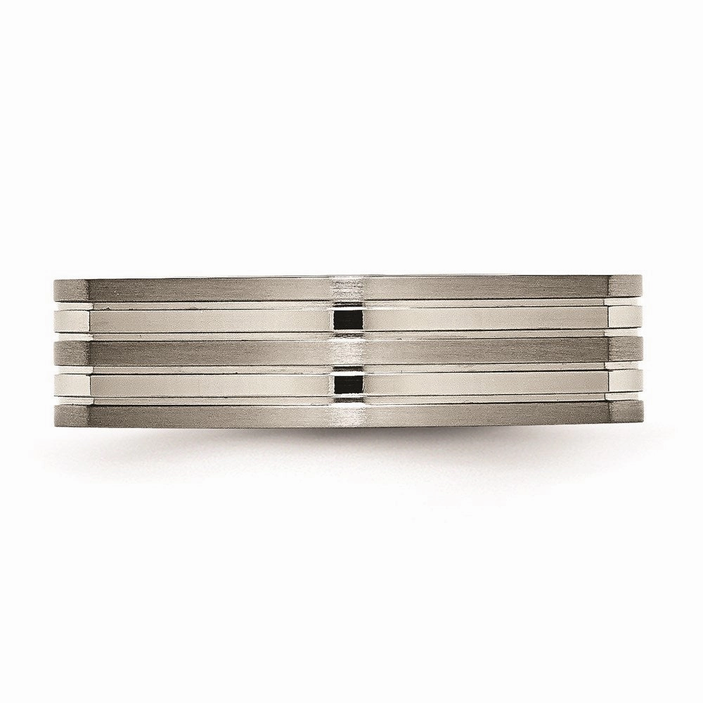 Titanium Grooved 6mm Brushed and Polished Band | TB186