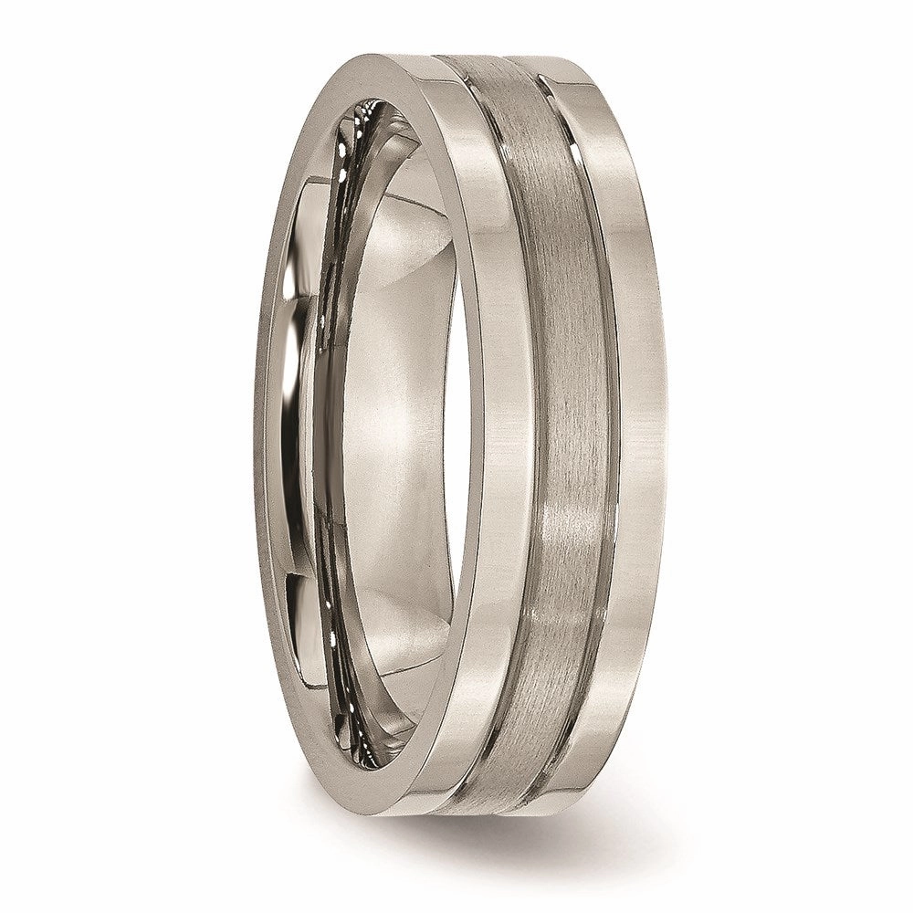 Titanium Grooved 6mm Brushed and Polished Band | TB188
