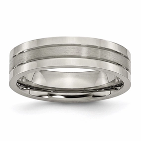 Titanium Grooved 6mm Brushed and Polished Band | TB188