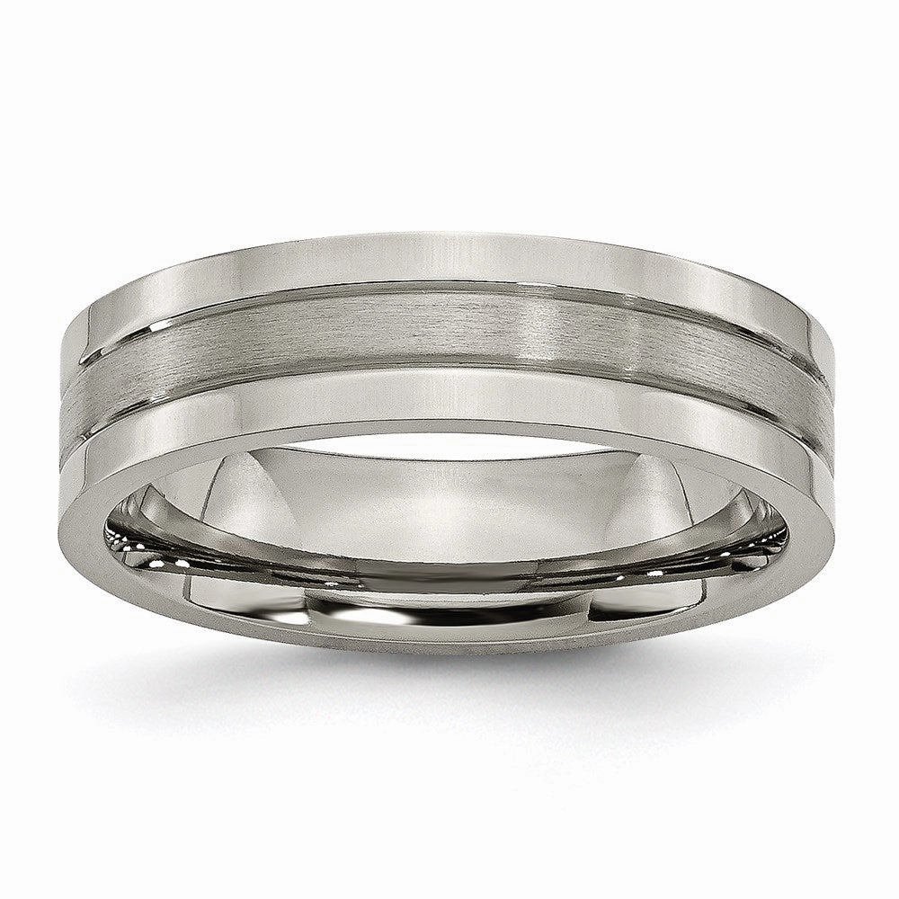 Titanium Grooved 6mm Brushed and Polished Band | TB188