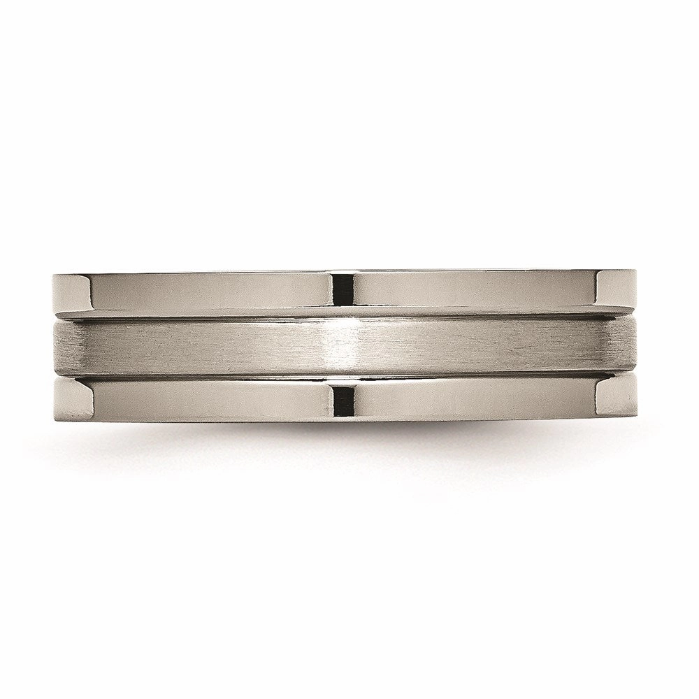Titanium Grooved 6mm Brushed and Polished Band | TB188
