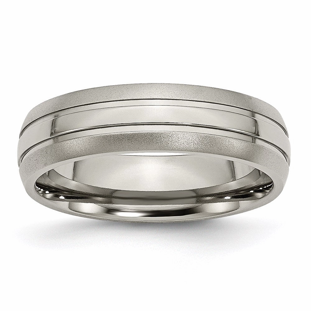 Titanium Grooved 6mm Brushed and Polished Band | TB190