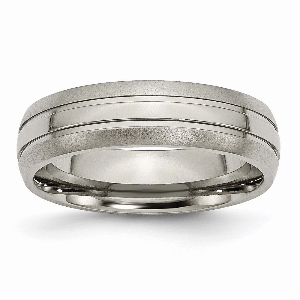 Titanium Grooved 6mm Brushed and Polished Band | TB190