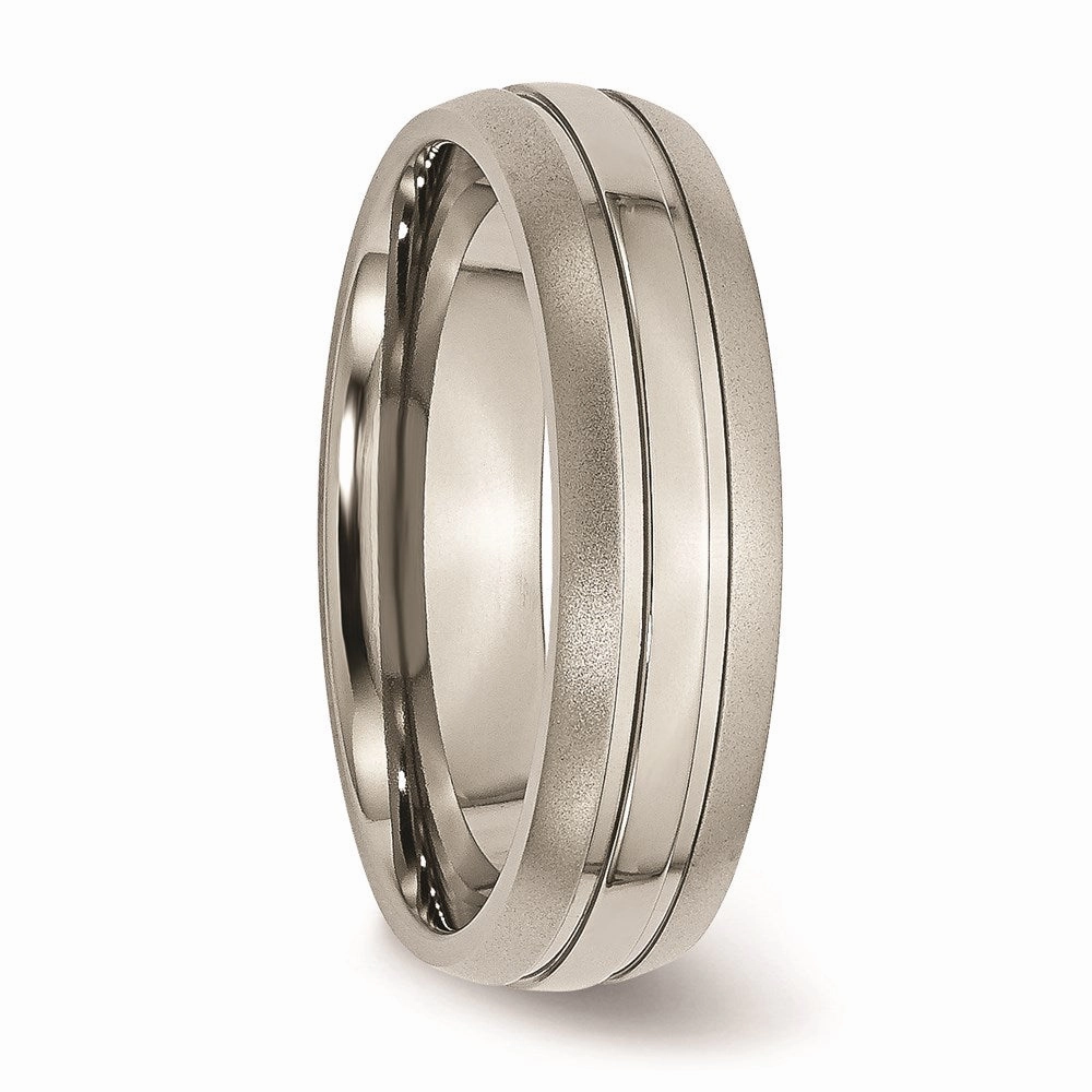 Titanium Grooved 6mm Brushed and Polished Band | TB190