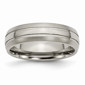 Titanium Grooved 6mm Brushed and Polished Band | TB190