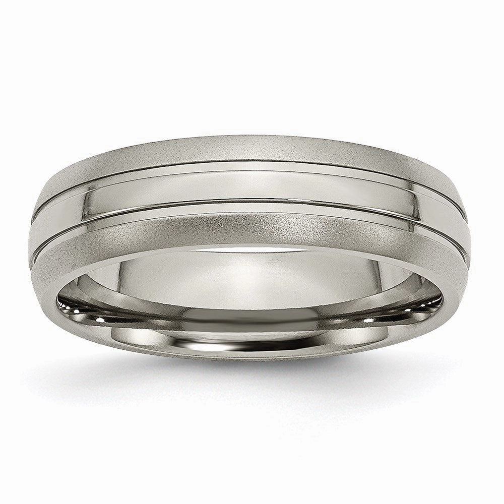Titanium Grooved 6mm Brushed and Polished Band | TB190