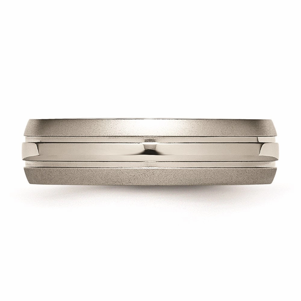 Titanium Grooved 6mm Brushed and Polished Band | TB190