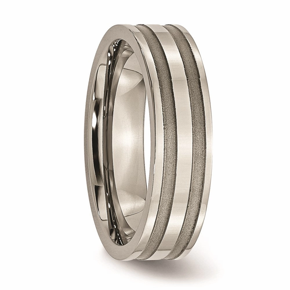 Titanium Grooved 6mm Brushed and Polished Band | TB202