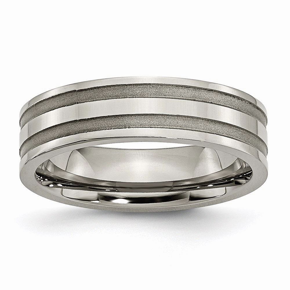 Titanium Grooved 6mm Brushed and Polished Band | TB202
