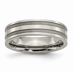 Titanium Grooved 6mm Brushed and Polished Band | TB202