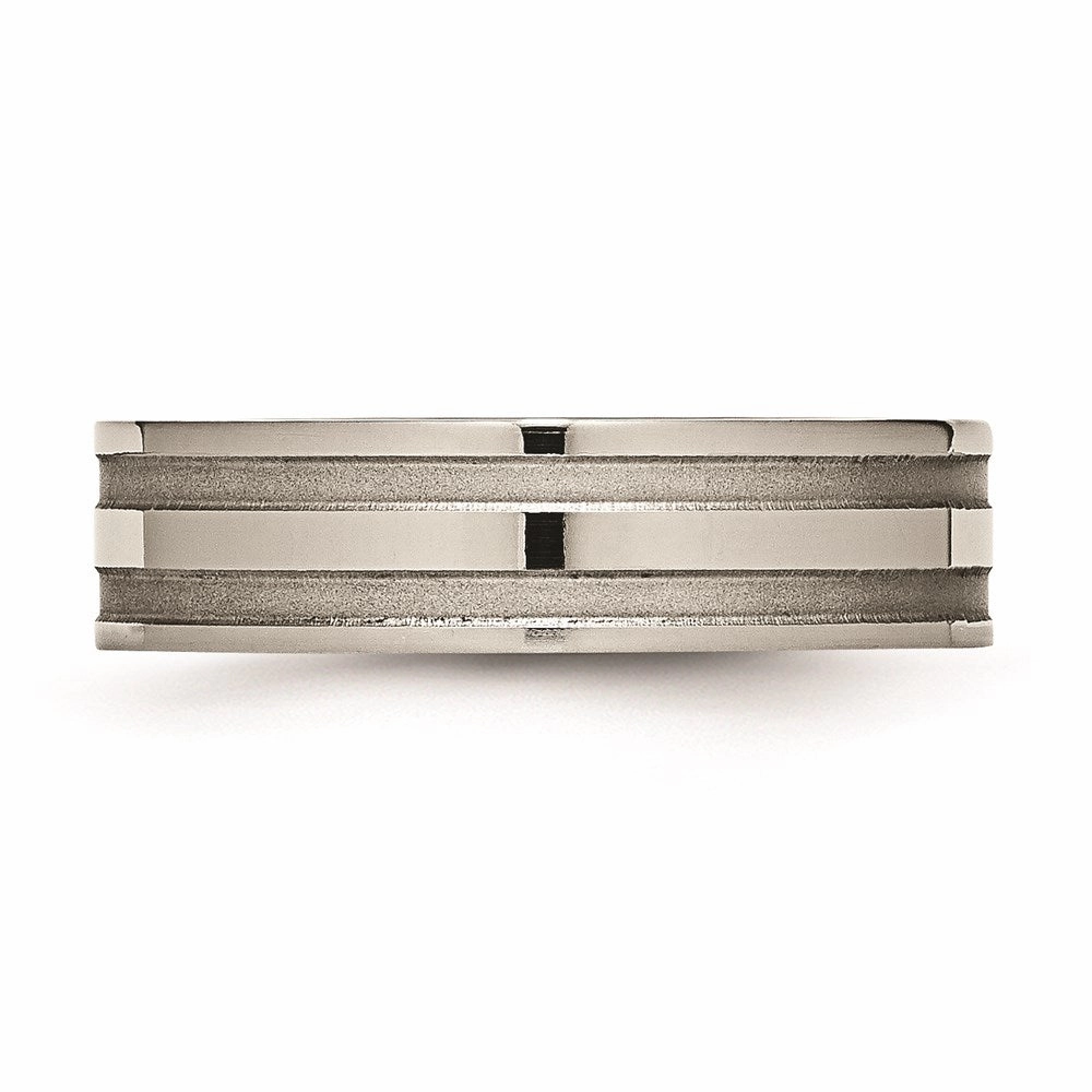 Titanium Grooved 6mm Brushed and Polished Band | TB202