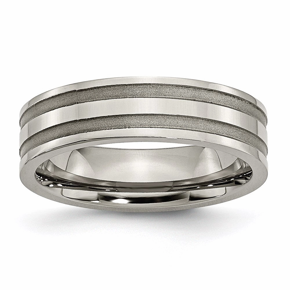 Titanium Grooved 6mm Brushed and Polished Band | TB202