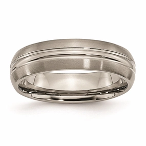 Titanium Grooved 6mm Brushed and Polished Band | TB48
