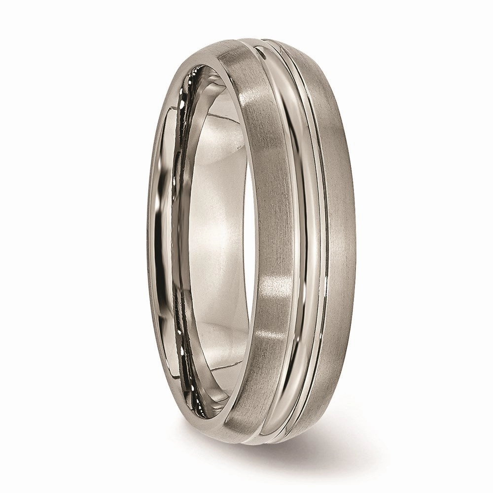 Titanium Grooved 6mm Brushed and Polished Band | TB48
