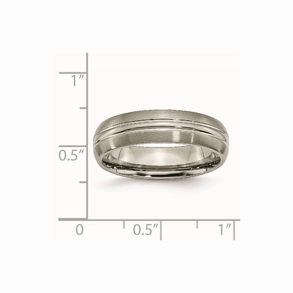 Titanium Grooved 6mm Brushed and Polished Band | TB48