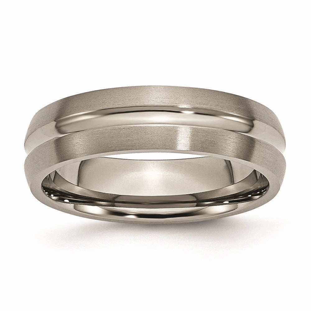 Titanium Grooved 6mm Brushed and Polished Band | TB50