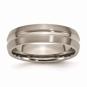 Titanium Grooved 6mm Brushed and Polished Band | TB50