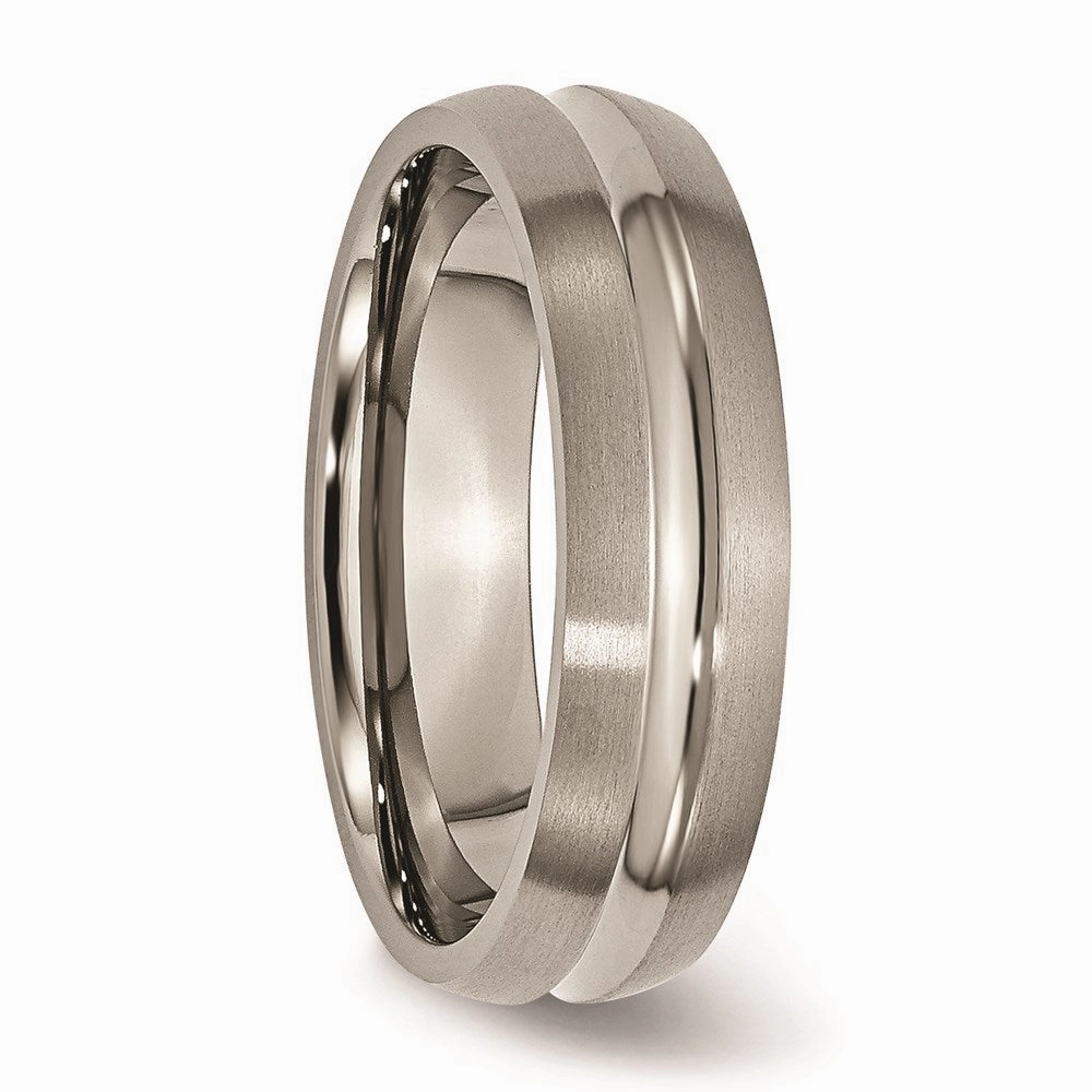 Titanium Grooved 6mm Brushed and Polished Band | TB50