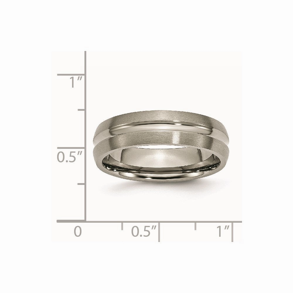 Titanium Grooved 6mm Brushed and Polished Band | TB50