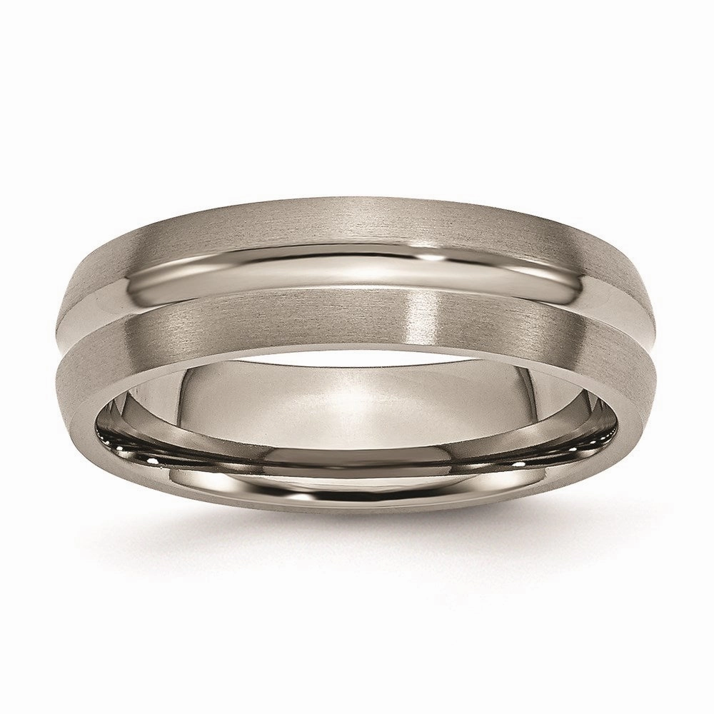 Titanium Grooved 6mm Brushed and Polished Band | TB50