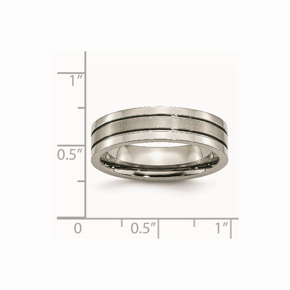 Titanium Grooved 6mm Brushed and Polished Band | TB59