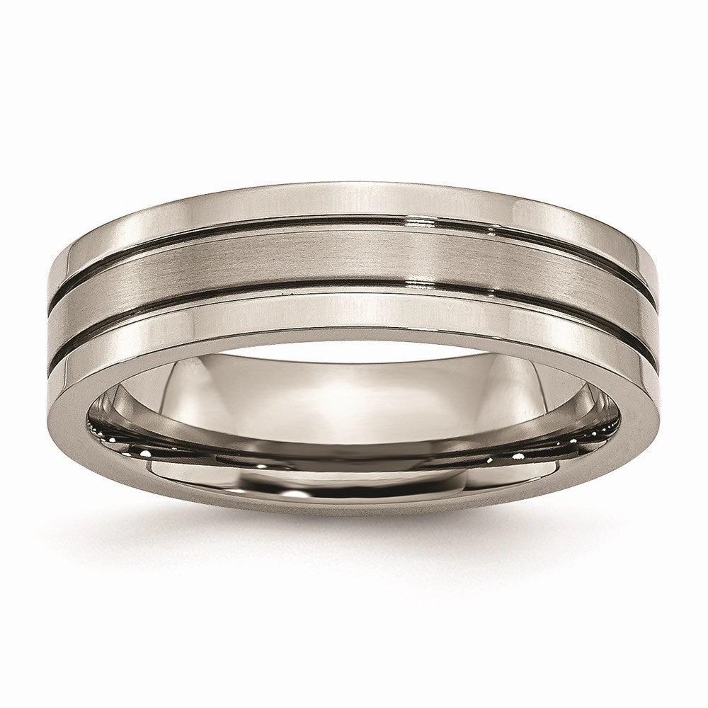 Titanium Grooved 6mm Brushed and Polished Band | TB59