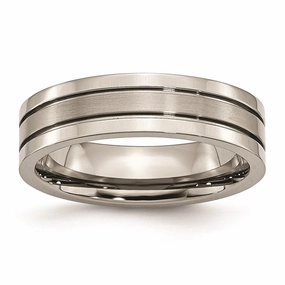 Titanium Grooved 6mm Brushed and Polished Band | TB59