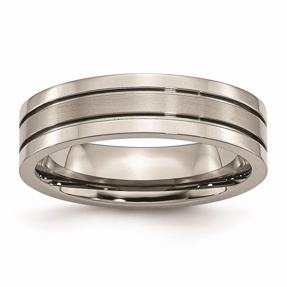 Titanium Grooved 6mm Brushed and Polished Band | TB59