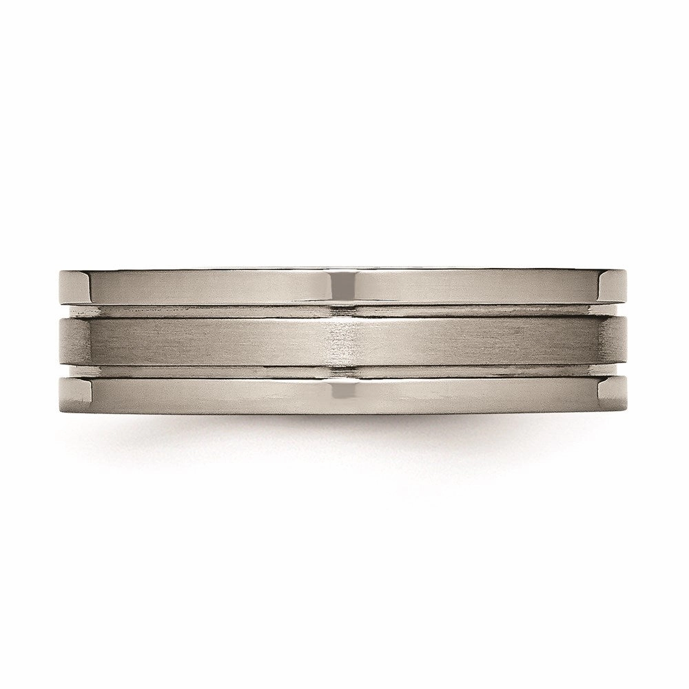 Titanium Grooved 6mm Brushed and Polished Band | TB59
