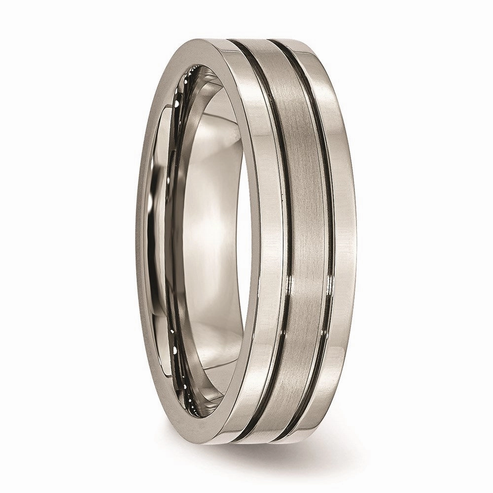 Titanium Grooved 6mm Brushed and Polished Band | TB59